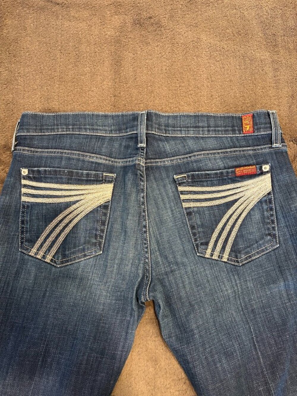 7 For All Mankind Dojo Trouser Jeans Size 30 Medium Wash Heavy Stitch 31 Inseam